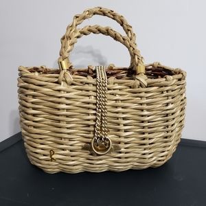 622- Rare 1976 vintage Roberta di Camerino raffia purse gold detailing